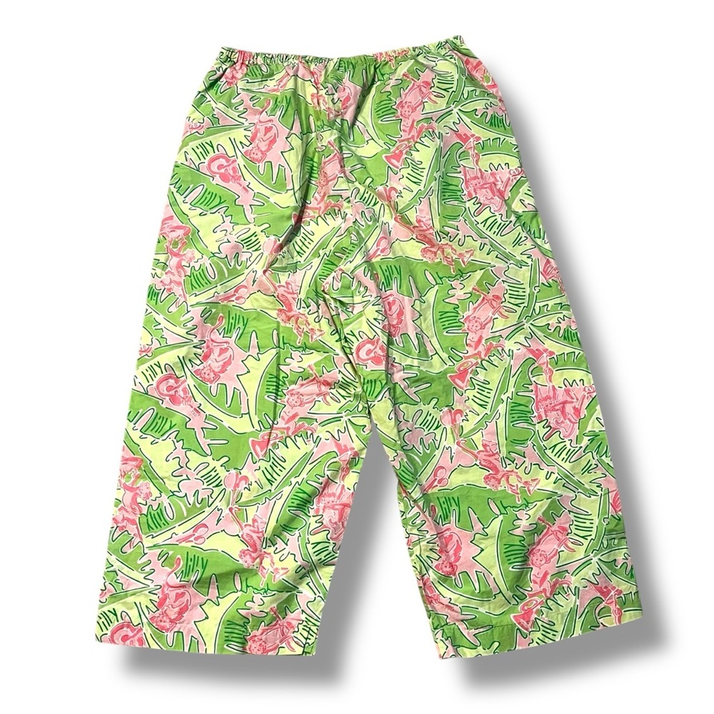 Lilly Pulitzer White Tag Crop Pants Capris Musical Monkeys Green Small Vintage